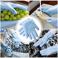 Силиконовые многофункциональные перчатки-щетки для мытья посуды