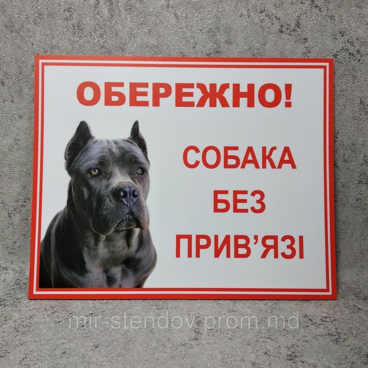 Табличка Осторожно, собака без привязи (Кане-корсо) - фото 1 - id-p10445453