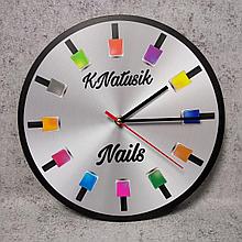 Часы настенные для салона красоты "Лак" (Серебряные)