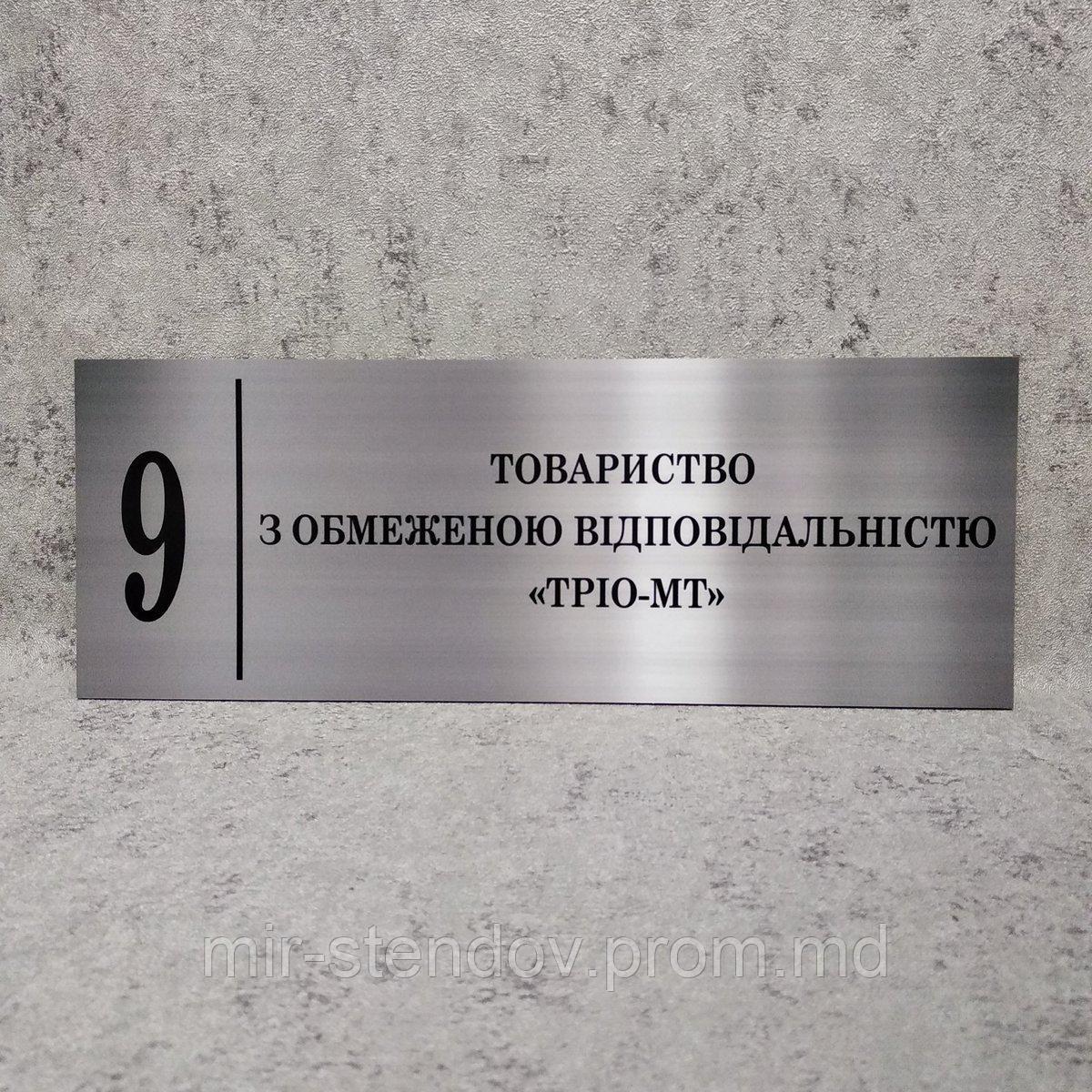ООО "ТРИО-МТ". Табличка кабинетная (Цвет металл), фото 1
