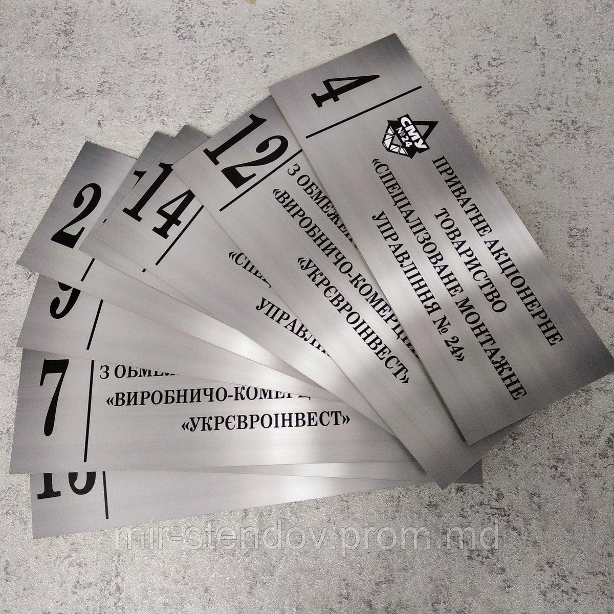 Таблички кабинетные для бизнес-центра в едином стиле  (Цвет металл), фото 1