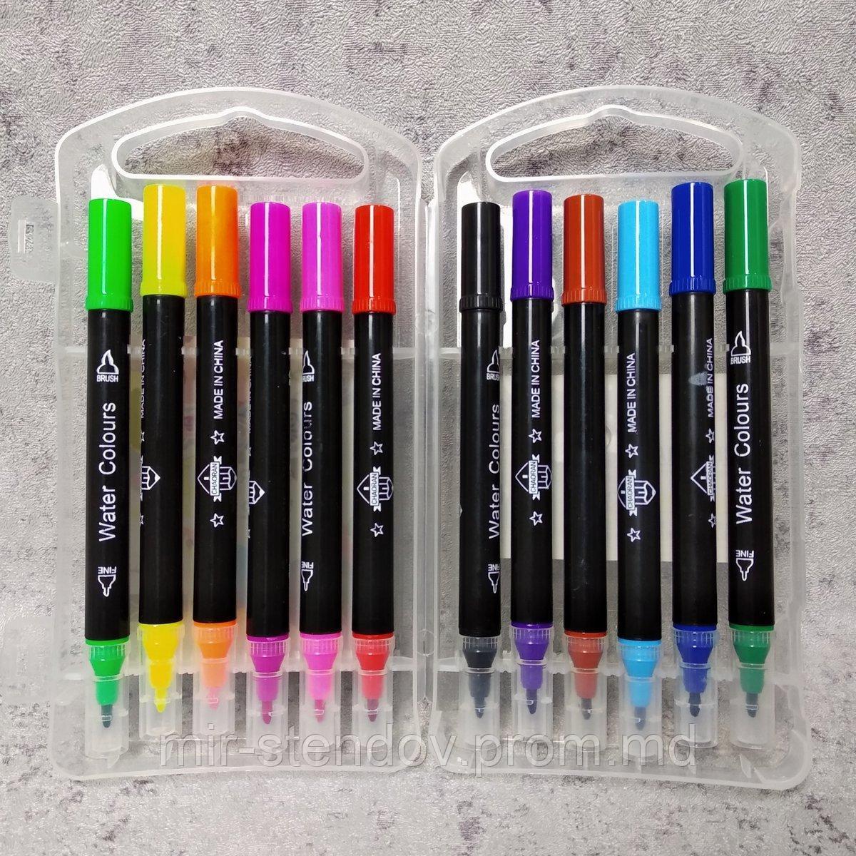 Двухсторонний фломастер для скетчинга. Разноцветный набор из 12 штук "Chaoran", фото 1