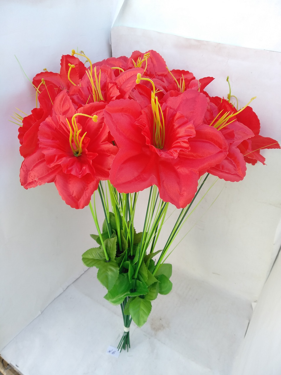 Искусственные цветы Нарцис с травкой 20 шт Красные - фото 1 - id-p10448894