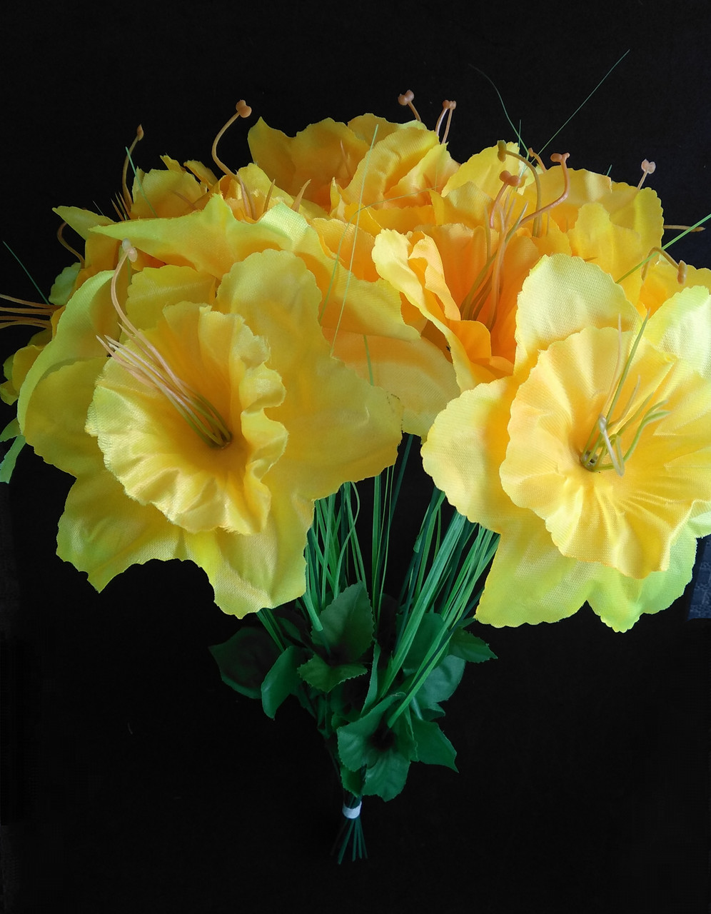 Искусственные цветы Нарцис с травкой 20 шт желтые - фото 1 - id-p10448906