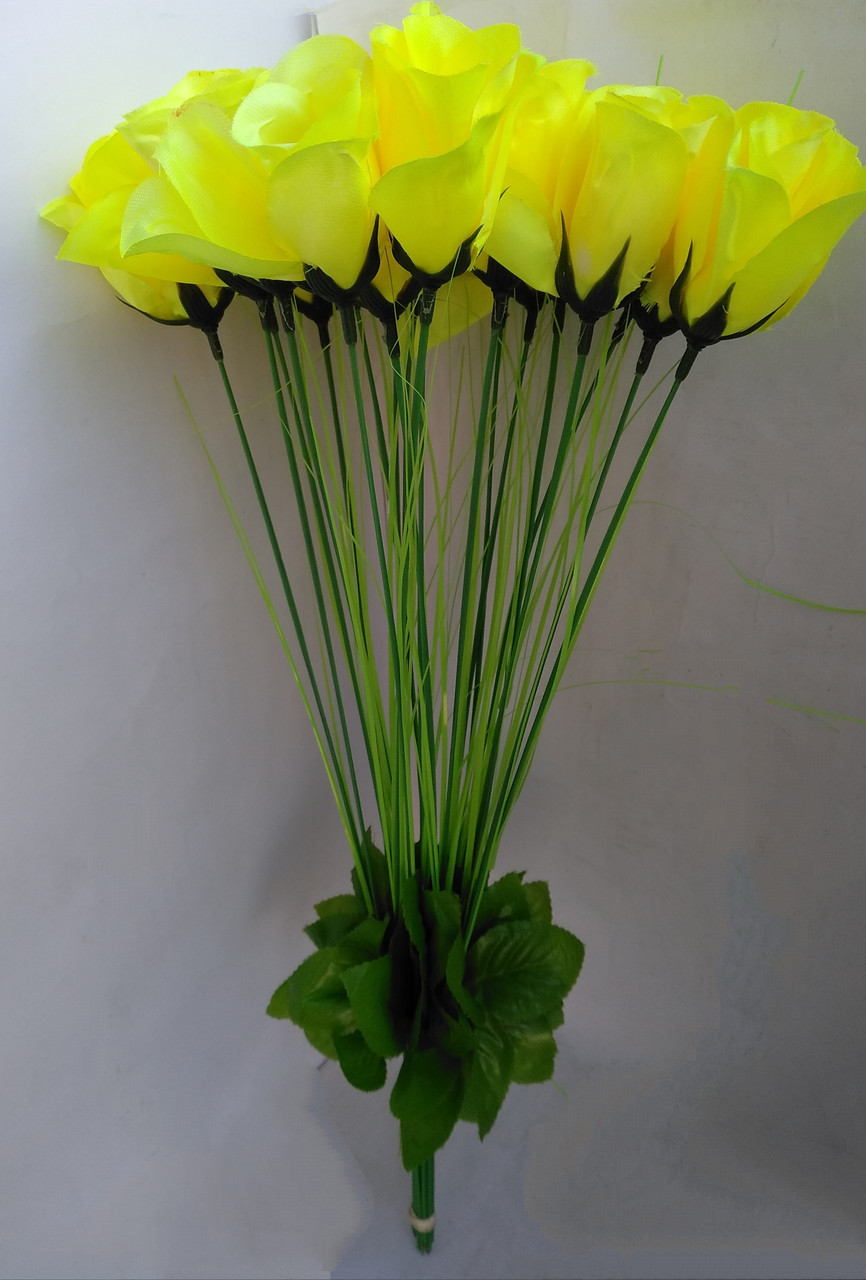 Искусственные цветы Розы 20 шт желтые - фото 1 - id-p10448909