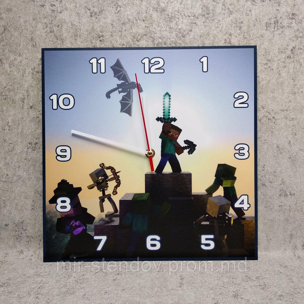 Часы настенные Майнкрафт против дракона - фото 1 - id-p10449007