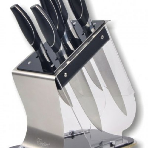 Ножи на подставке с черными ручками (набор 6 шт) Империя Посуды EMP_1942 - фото 1 - id-p10449898