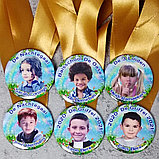 Медаль выпускника с фотографией и золотой лентой, фото 3