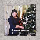 Квадратные настенные часы с Вашей фотографией на 8-е марта, фото 3