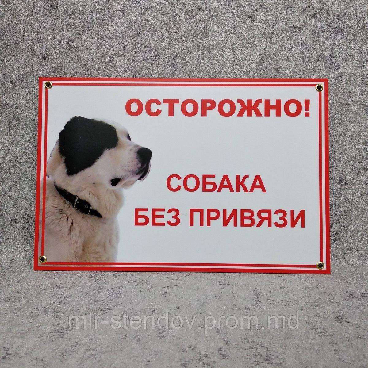 Табличка Осторожно, собака без привязи (Алабай) - фото 1 - id-p10414027