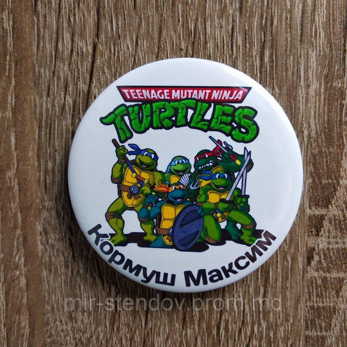 Именной значок с изображением Черепашек-ниндзя, фото 1