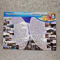 Виниловый плакат Чернобыль. До и после аварии на АЭС 70х50 см