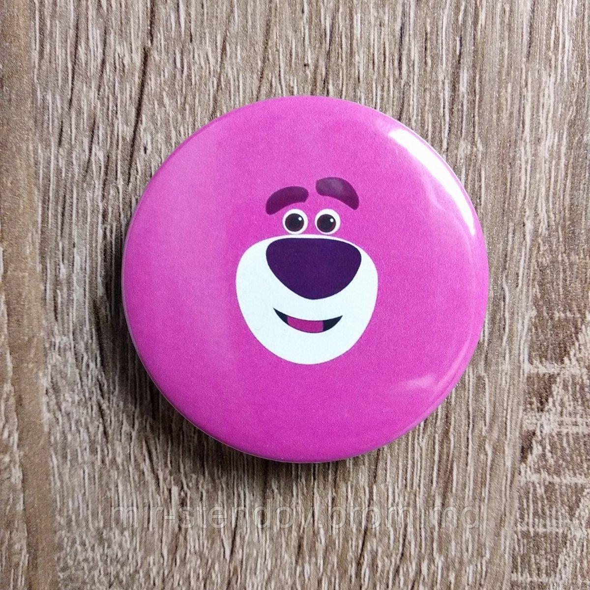 Значок прикольный мишка розовый, фото 1