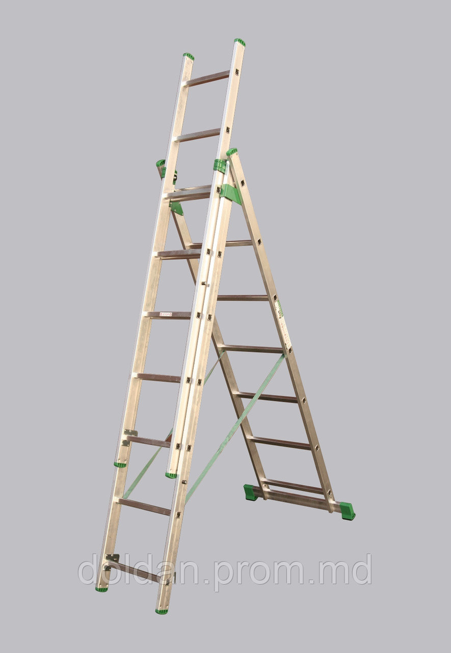 Лестница алюминиевая трёхсекционая бытовая 5,13 м. 3 х 8 - Scara cu trei tronsoane - 5,13 m 3x8 код.товара7608 - фото 1 - id-p3898555