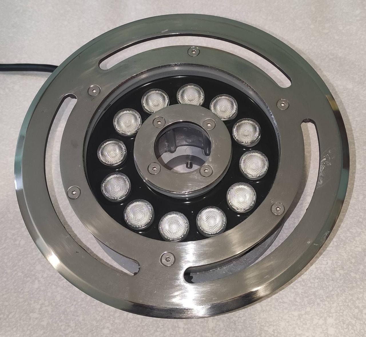 Светильник подводный 12W RGB IP68 для фонтана LUX сталь 304SS + алюминий на форсунку Ecolend - фото 1 - id-p10452163