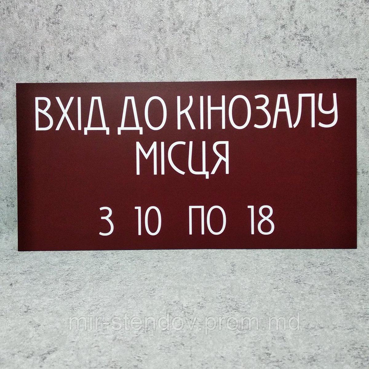 Табличка пластиковая "Вход в кинозал", фото 1