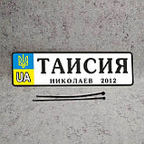 Именной Номер на коляску с датой рождения и городом (Герб UA) 28х8 см, фото 7