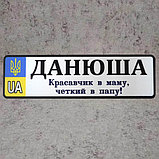 Номер на коляску сына с его именем.  "Красивый в маму, чёткий в папу" (Герб UA), фото 3