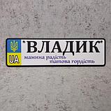 Номер на велосипед с именем ребёнка "Мамина радость, папина гордость" (UA-Герб), фото 4