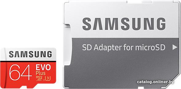 Samsung EVO Plus microSDXC 64GB + адаптер - фото 1 - id-p10456391