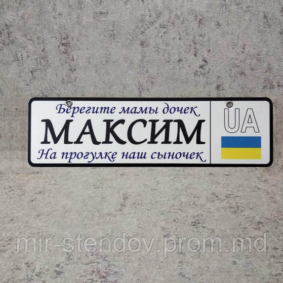 Номер на коляску с именем ребёнка "...На прогулке наш сыночек", фото 1