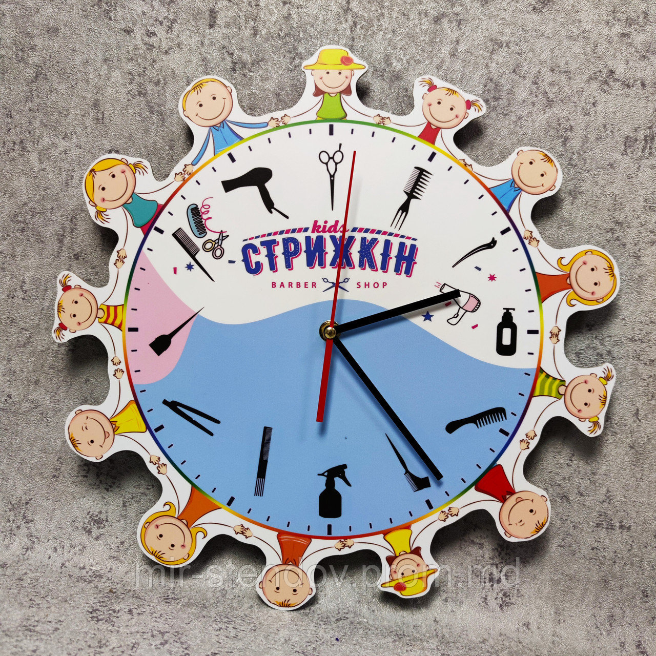 Настенные часы для детской парикмахерской "Стрижкин", фото 1