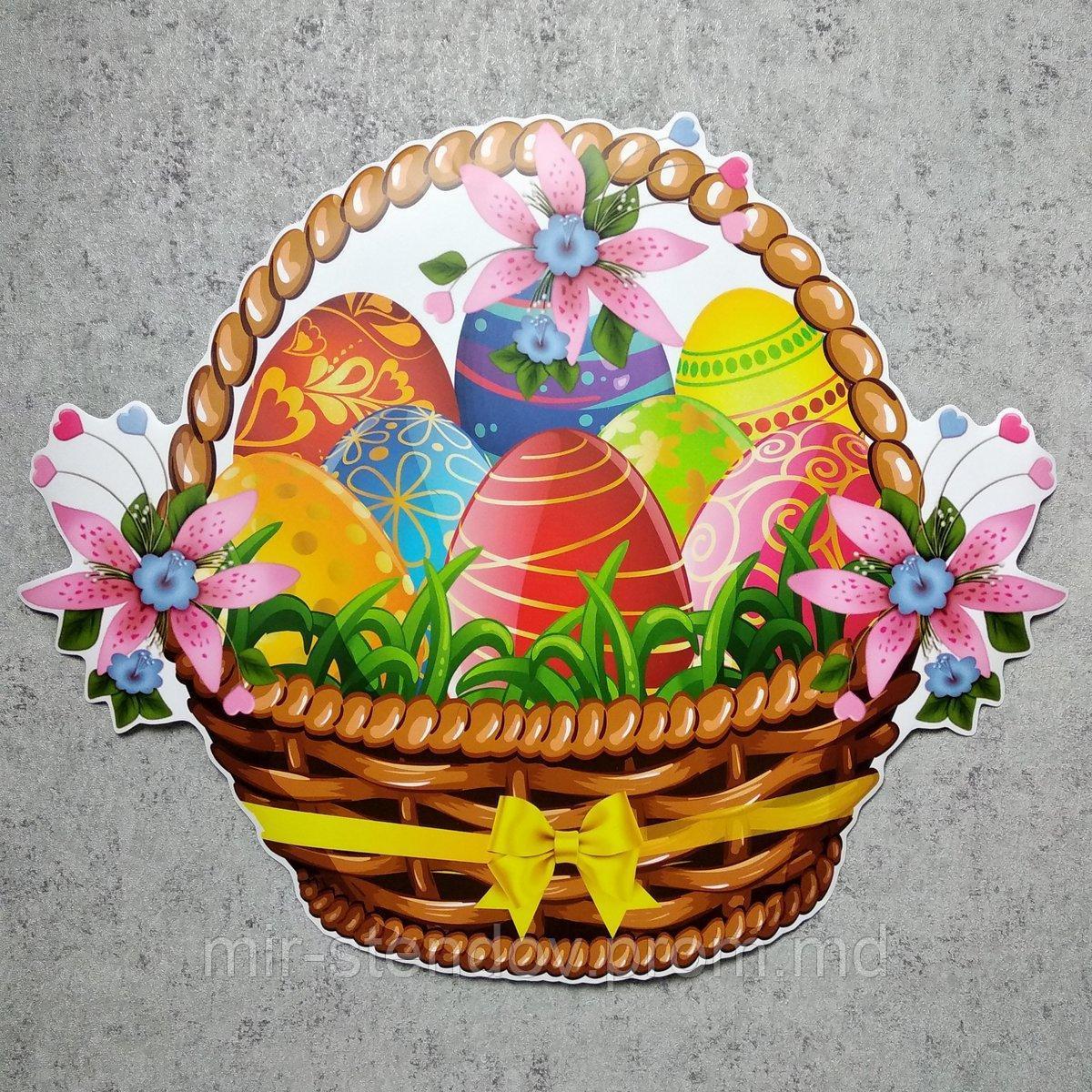 "Пасхальная корзинка". Пластиковый декор или наклейка к Пасхе, фото 1