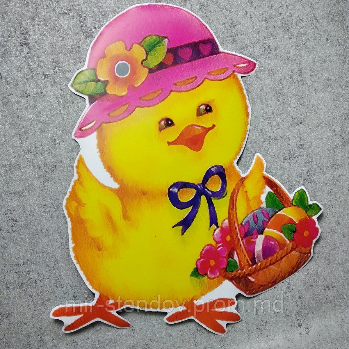 "Цыпа с корзинкой писанок". Пластиковый декор или наклейка к Пасхе, фото 1