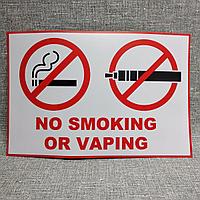 Наклейка "No smoking or vaping" (300х200 мм)
