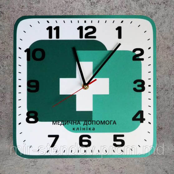 Часы настенные С вашим логотипом квадратные со скруглёнными углами 40х40 см - фото 1 - id-p5996275