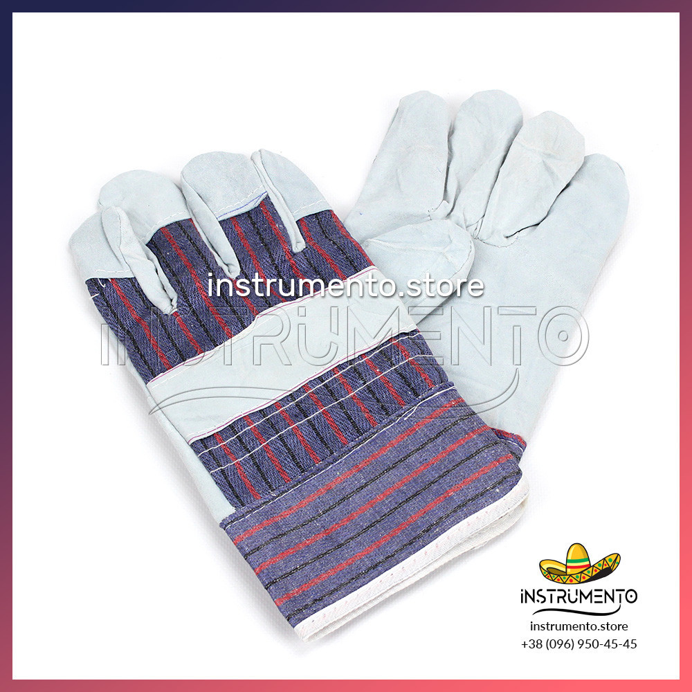 Перчатки спилковые комбинированые замшевые - фото 1 - id-p10458586