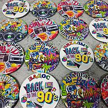 Значки на день рождения или вечеринку "Стиль 90-х"