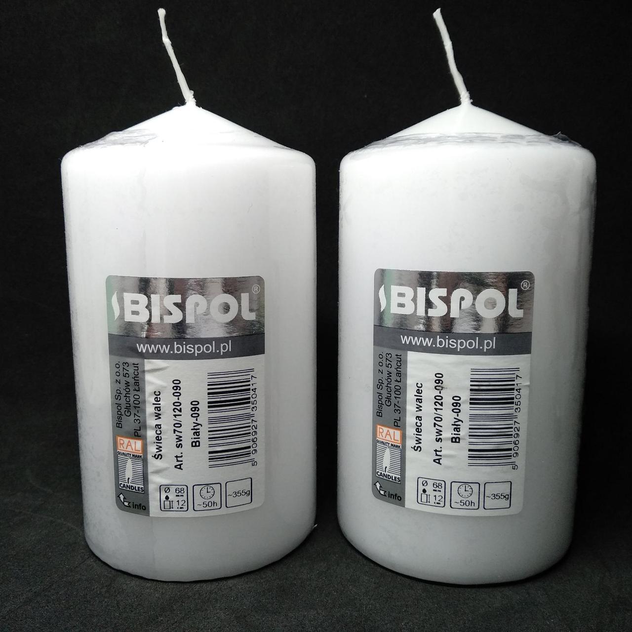 Свеча столбик белый Bispol 70/120 мм см 50 часов - фото 1 - id-p10460042