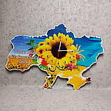 Часы настенные Карта Украины Большой подсолнух 1100х750 мм, фото 2