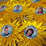 Медаль с фотографией выпускника детского сада с розеткой канзаши  "Солнышко", фото 2