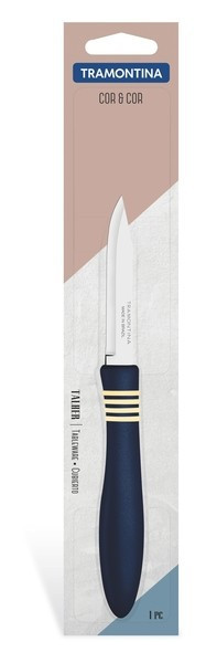 Нож для овощей Tramontina Cor & Cor 76 мм синяя ручка инд.блистер 23461/133 - фото 1 - id-p10462288