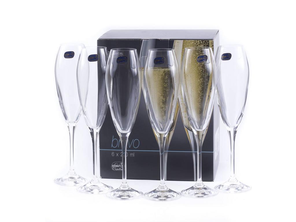 Набор бокалов для шампанского Bohemia Bravo 220 мл 6 пр b40817 - фото 1 - id-p10462741