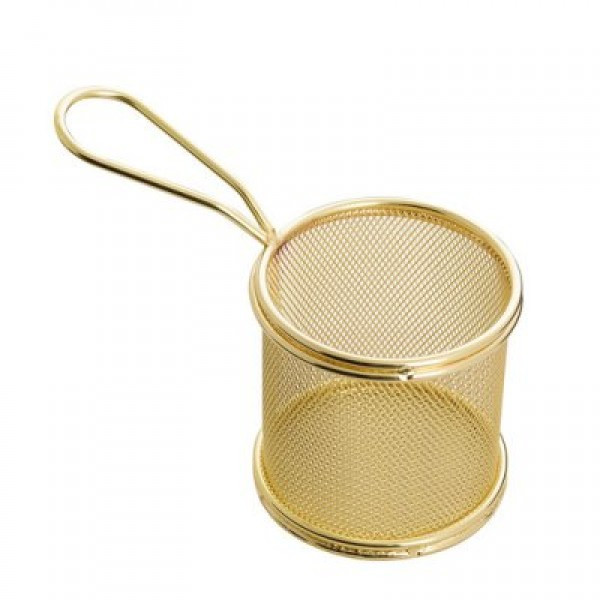 Фритюрница нержавеющая круглая для сервировки золотого цвета 90 мм (шт) Империя Посуды EMP_6382 - фото 1 - id-p10468217
