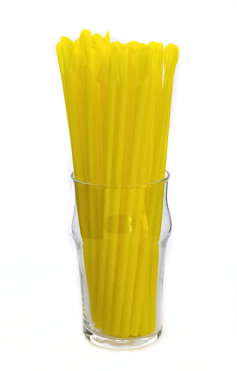 Трубочка для коктейля с лопаткой, жёлтая 6 * 200 мм 801034NK - фото 1 - id-p10463513