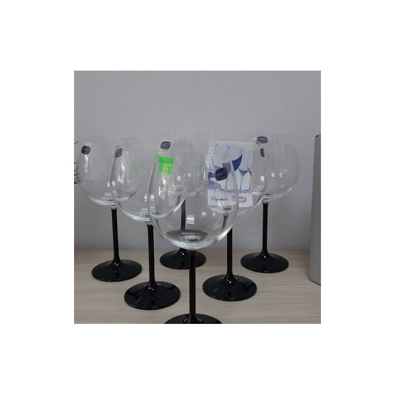 Набор бокалов для вина Bohemia Maxima 570 мл 6 пр черная ножка 40445-570-D4656 - фото 1 - id-p10465231