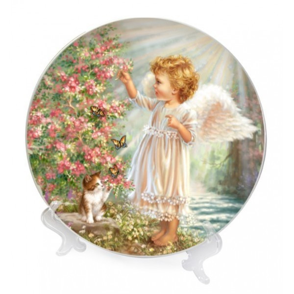 Тарелка фарфор 26,7 см Believe in Angels Ангел с цветами - фото 1 - id-p10467191