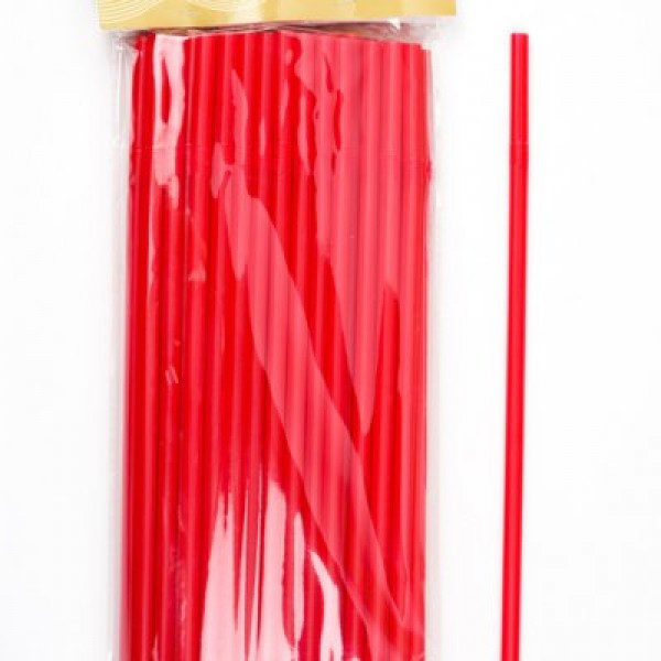 Трубочка пластиковая с изгибом красного цвета L 280 мм (уп 50 шт) Империя Посуды EMP_0236 - фото 1 - id-p10466255
