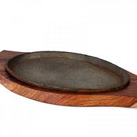 Сковорода чугунная овальная на деревянной подставке 240*140 мм (шт ) Империя Посуды EMP_9933