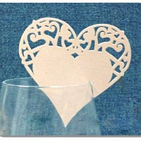 Декор бумажный ажурный для бокалов в форме сердечка (уп 20 шт) Империя Посуды EMP_0391