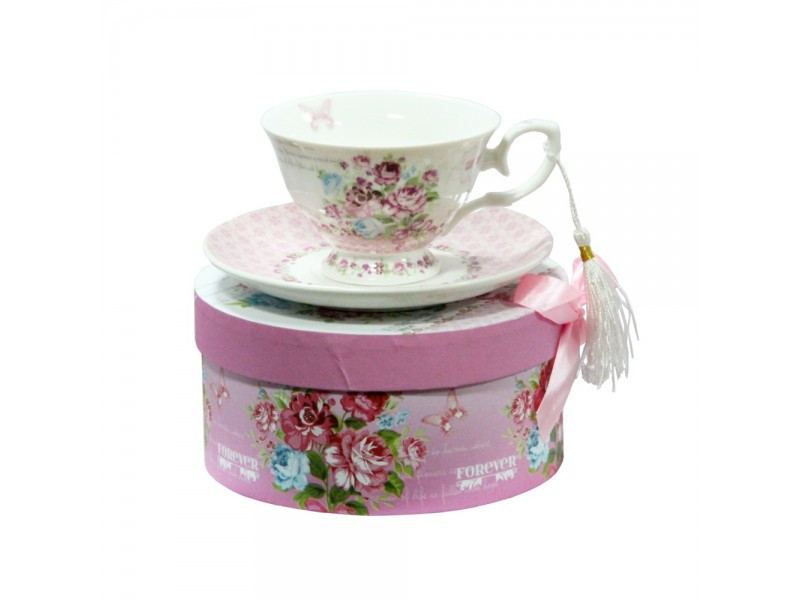 Чашка с блюдцем Розовый куст 7141-3 - фото 1 - id-p10465358