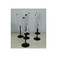 Набор бокалов для шампанского Bohemia Maxima 220 мл 6 пр черная ножка 40445-220-D4656