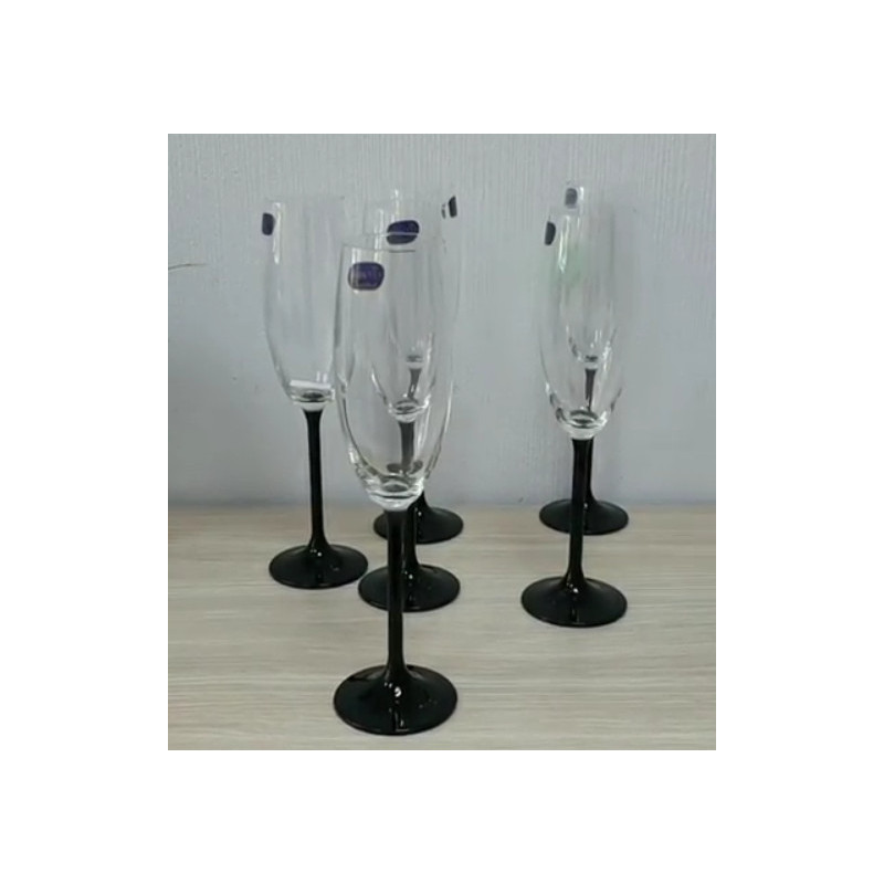Набор бокалов для шампанского Bohemia Maxima 220 мл 6 пр черная ножка 40445-220-D4656 - фото 1 - id-p10465441