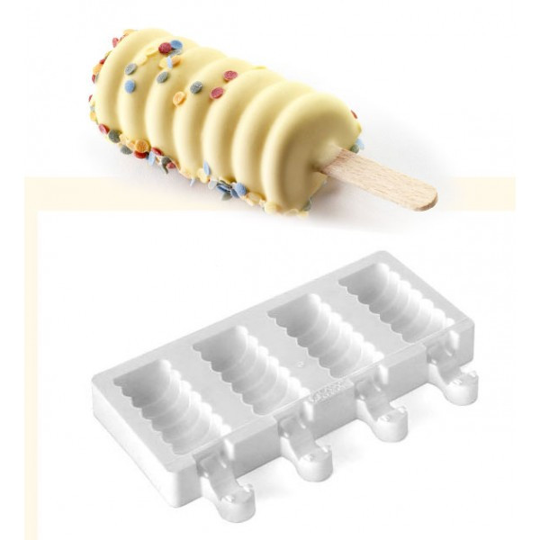 Форма силиконовая для мороженого Silikomart Мини танго 67x32x22 мм (2 формы, 2 подноса, 100 палочек), GEL04M - фото 1 - id-p10462866