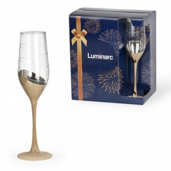 Набор бокалов для шампанского Luminarc Селест Золотое кольцо 160 мл 6 пр P1651 - фото 1 - id-p10466046