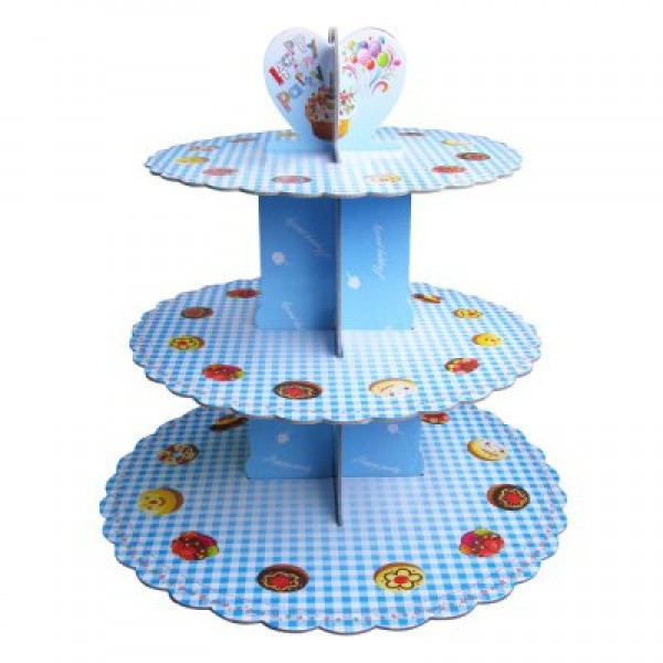 Стенд трёхъярусный картонный круглый для капкейков голубого цвета (шт) Империя Посуды EMP_0319 - фото 1 - id-p10468748